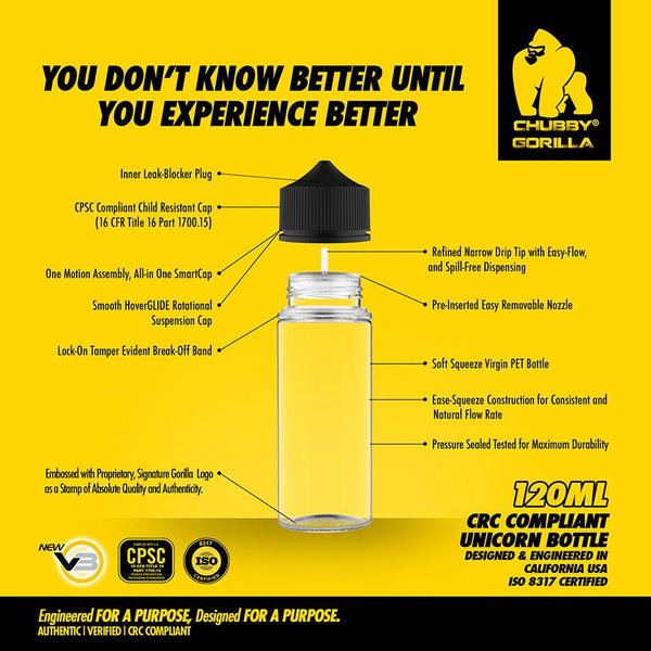 Chubby Gorilla V3 PET Unicorn Bottles - 120ml - 400 Unit Case - WholesaleVapor.com