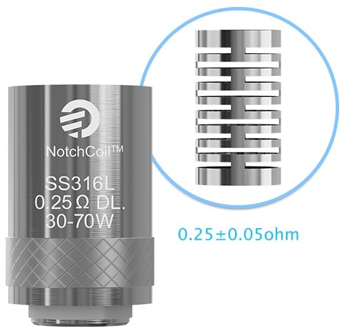 Joyetech NotchCoil 0.25ohm DL Head for Cubis / Cuboid (5 Pack) - WholesaleVapor.com