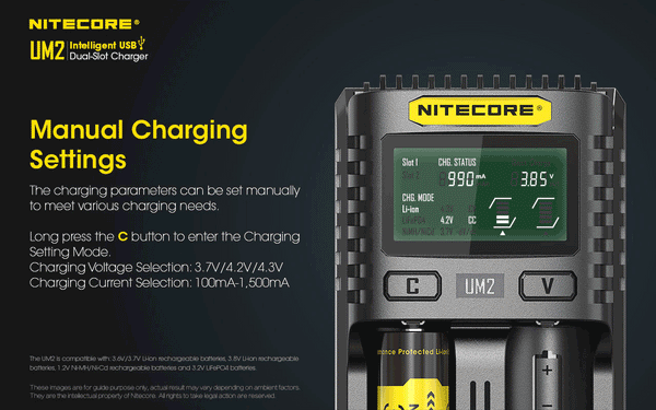 Nitecore UM2 Intelligent USB Dual-Slot Charger - WholesaleVapor.com