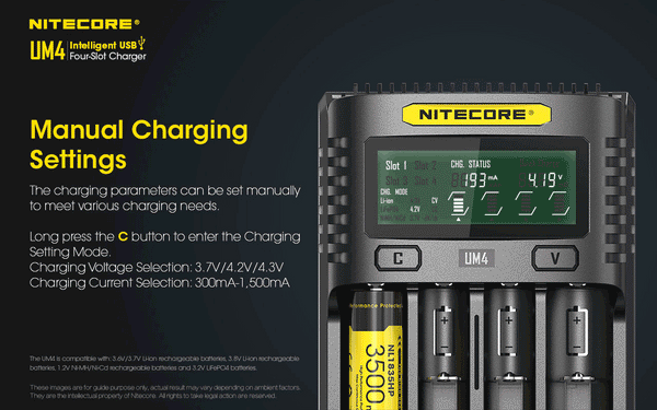 Nitecore UM4 Four-Slot Intelligent Charger - WholesaleVapor.com