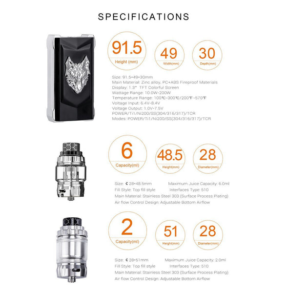 Sigelei SnowWolf Mfeng 200w Starter Kit - WholesaleVapor.com