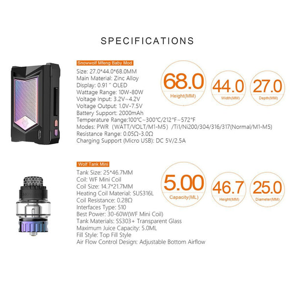Sigelei Snowwolf Mfeng Baby Starter Kit - WholesaleVapor.com