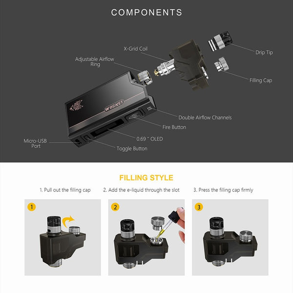 Sigelei SnowWolf WOCKET Pod System (Pod & Mod Sold Together,Packaged Separately) - WholesaleVapor.com