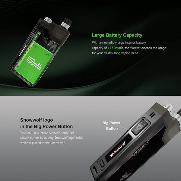 Sigelei SnowWolf WOCKET Pod System (Pod & Mod Sold Together,Packaged Separately) - WholesaleVapor.com