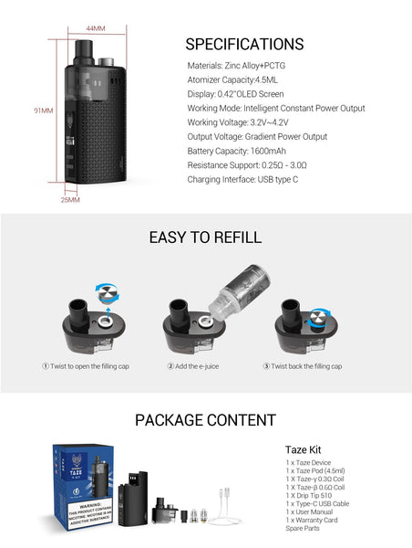 Snowwolf Taze Pod Kit - WholesaleVapor.com