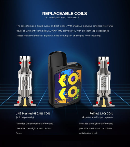 Uwell Caliburn KOKO Prime 15W Pod System - WholesaleVapor.com