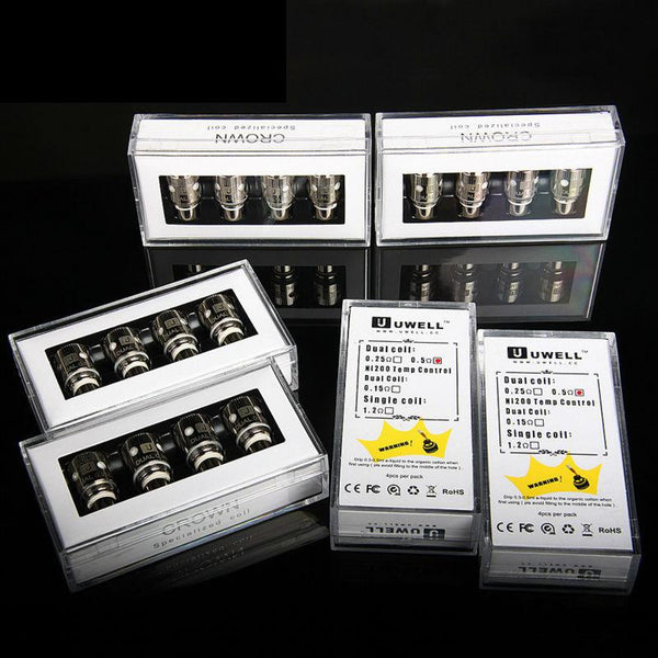 Uwell Crown Coils Single, Dual, Ni200 Sold in Packs of 4 - WholesaleVapor.com