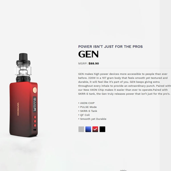 Vaporesso GEN 220W TC Kit with SKRR-S Tank - WholesaleVapor.com