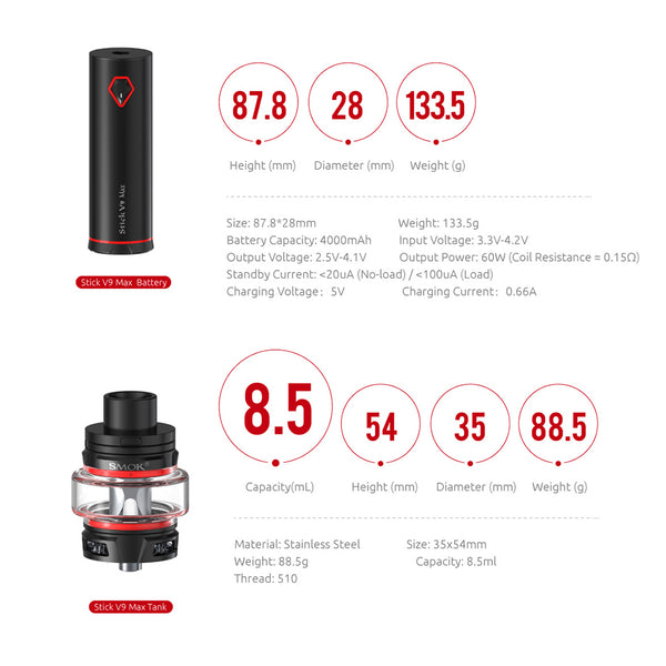 Wholesale Vapor Smoktech Stick V9 Max Specifications 