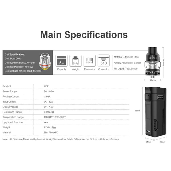Wholesale Vapor Voopoo Rex Starter Kit Specifications 2